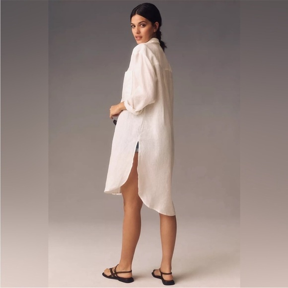 By Anthropologie Button Down Linen Tunic Shirt Size XS - Picture 2 of 13